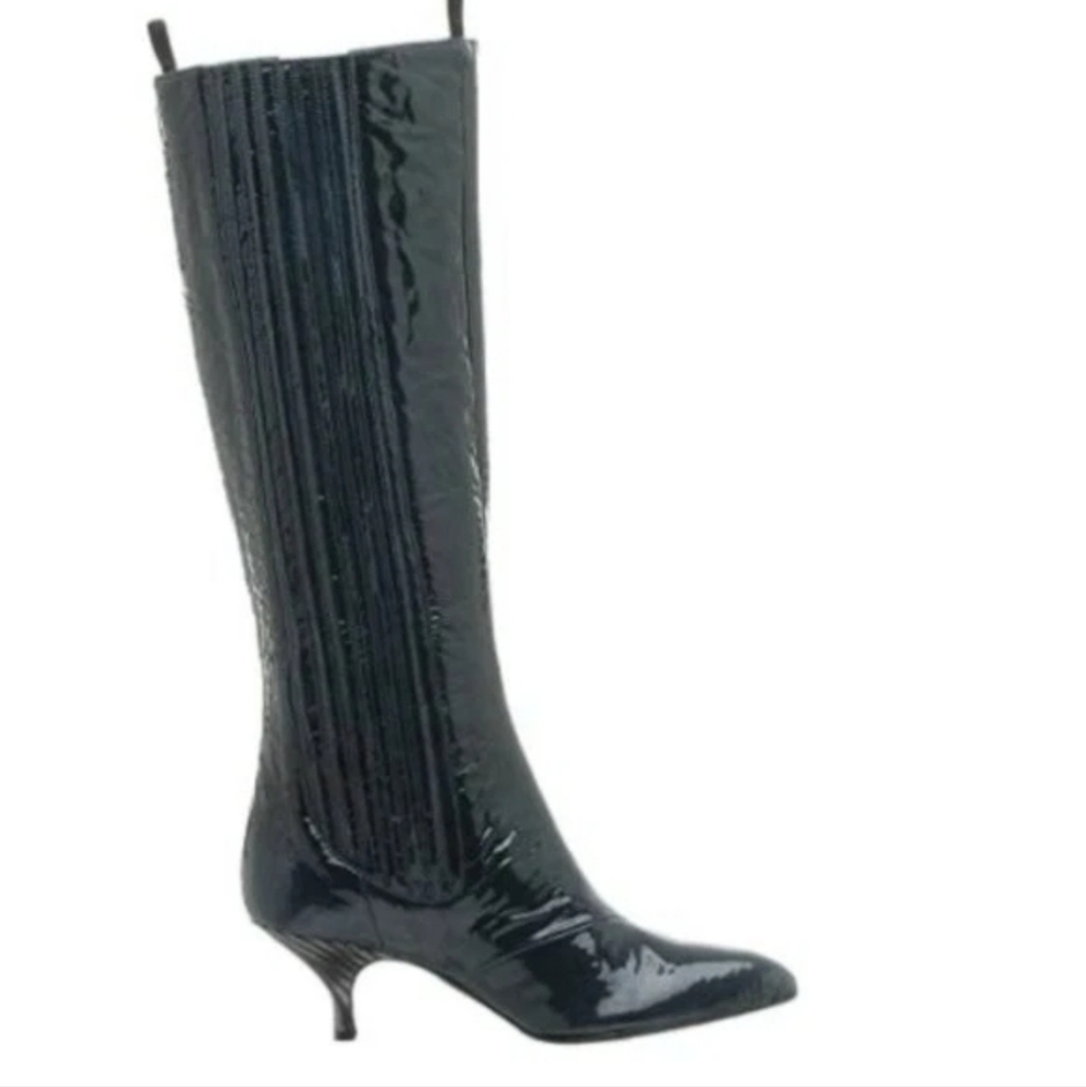 Black Patent Leather Knee-High Boots